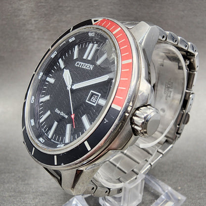 Citizen Eco-drive Dive Watch Men 46mm Black Dial Steel Date Works AW1528-75E
