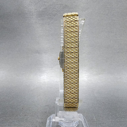Seiko Watch Women 17mm Champagne Dial Gold Tone Rectangle 2y005b49 New Battery7