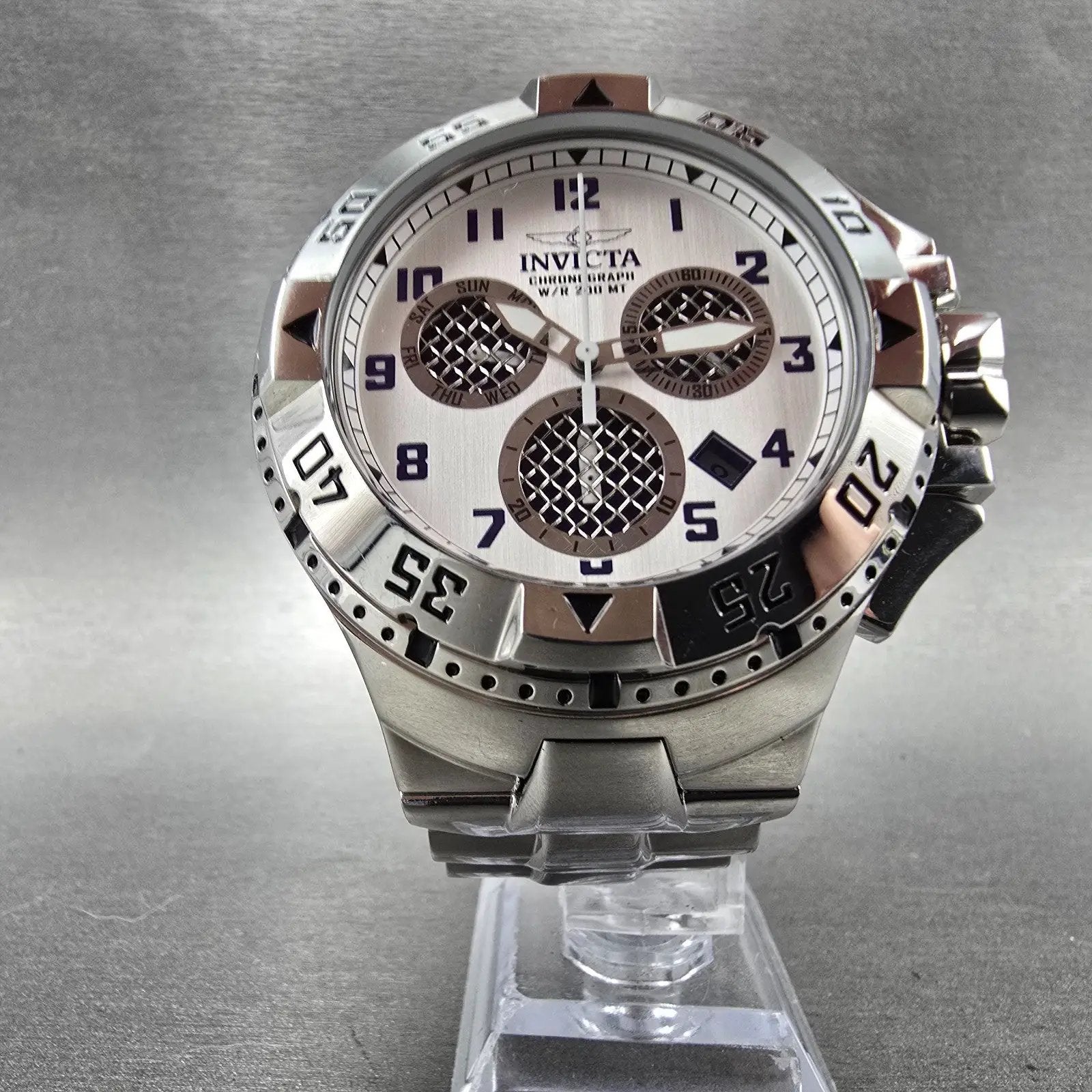 Invicta Excursion Chronograph Dive Watch Men 51mm Silver Dial Steel New Battery5