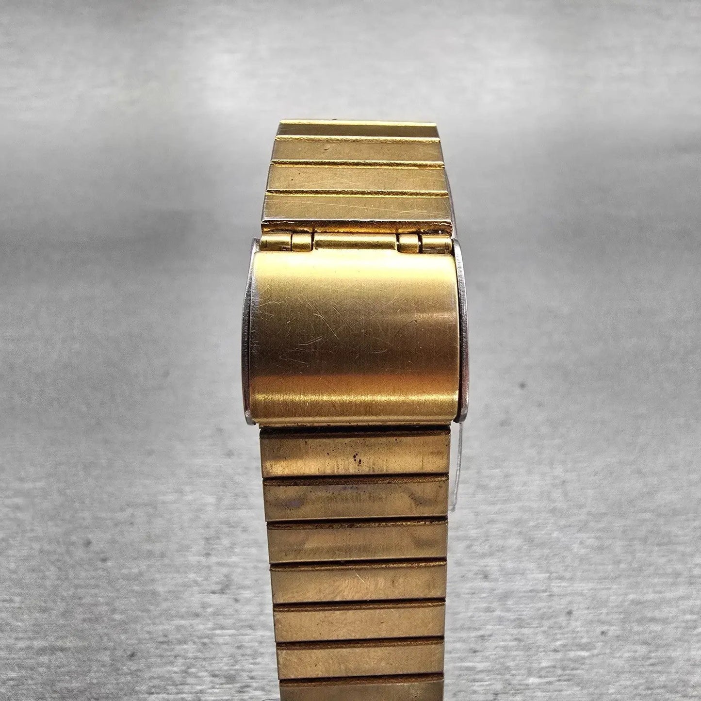 Seiko Watch Men 25mm Brown Dial Gold Tone Rectangle 5Y00-5000 New Battery VTG7