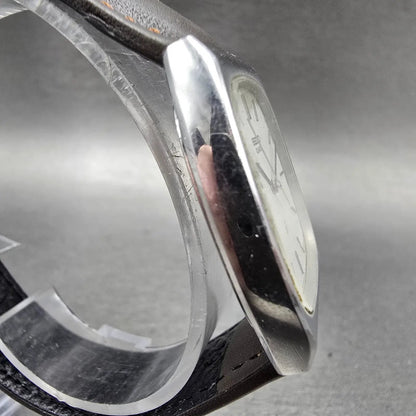 Seiko Watch Men 31mm Silver Dial Silver Tone Rectangle 6030-5220 New Battery VTG3