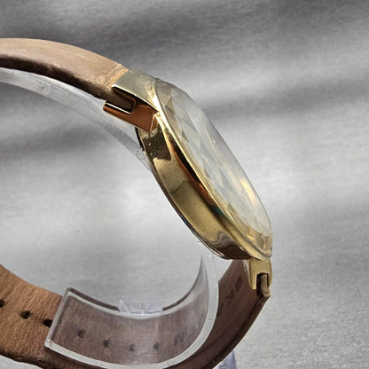 Skagen Watch Women 34mm MOP Dial Gold Tone Date Round SKW2166 New Battery3