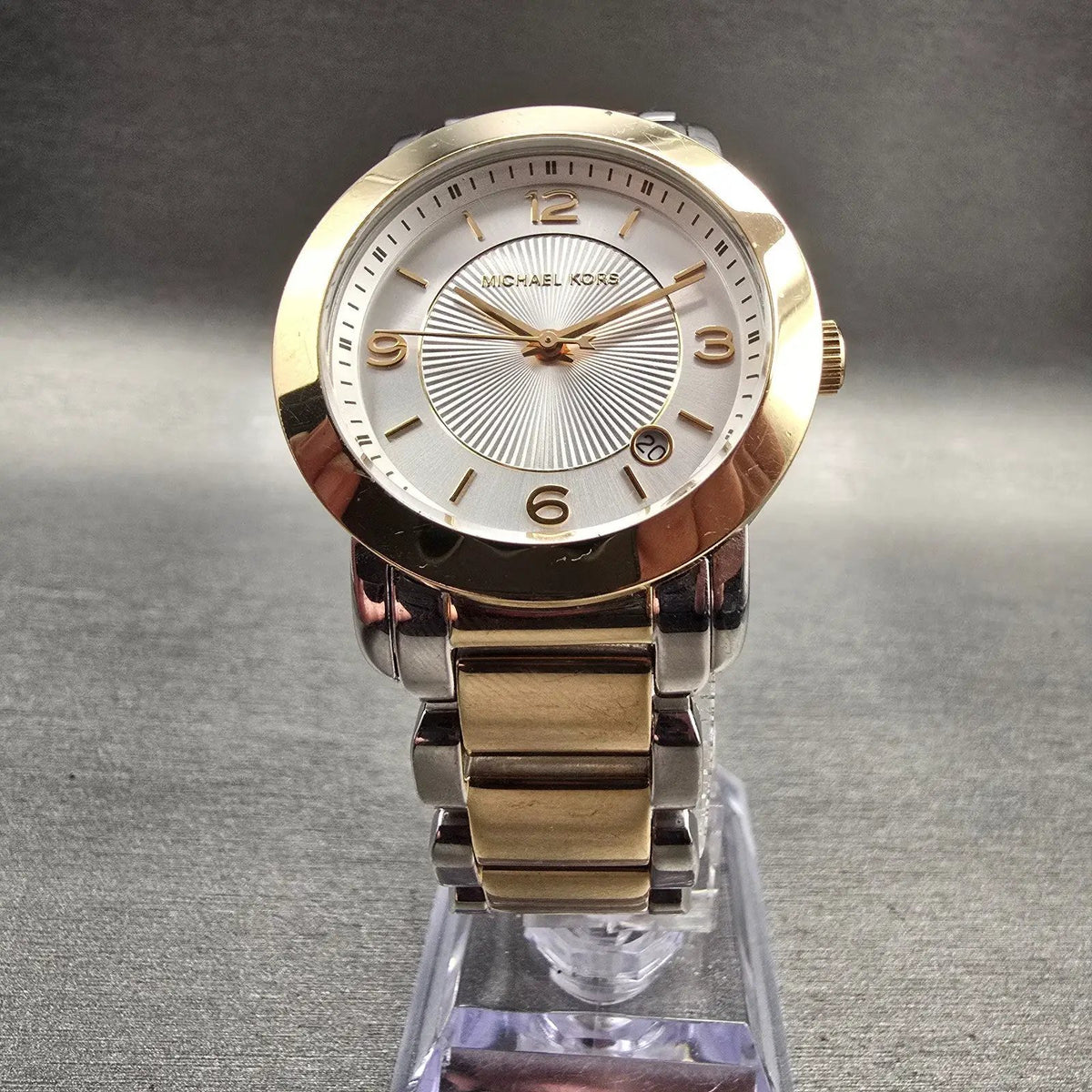 Michael Kors Janey Watch Women 34mm Silver Dial Two Tone Date MK3487 New Battery5