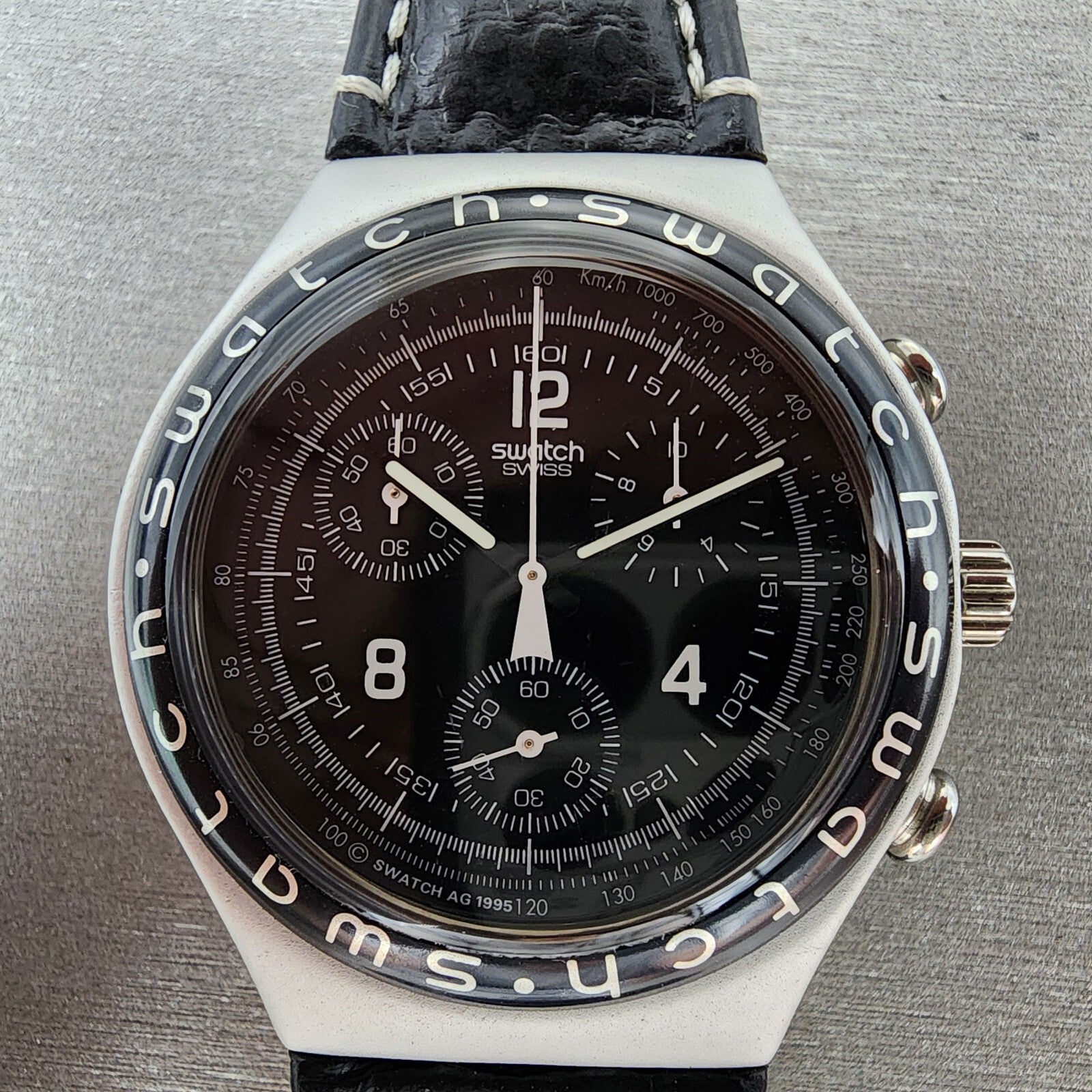 Swatch Irony Chrono Watch Men 40mm Black Dial Silver Tone Ycs1000 New Battery2