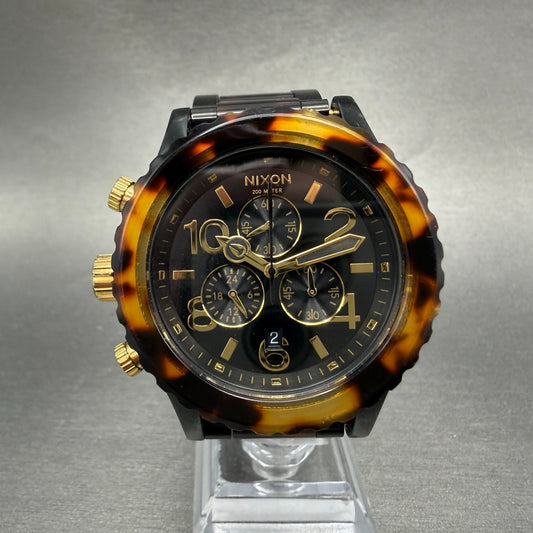 Nixon 42-20 Chrono Watch Women 42mm Black Dial Black Tortoise Date PARTS!!!!!!!!0