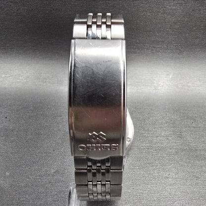 Seiko SQ Watch Men 34mm Black Dial Silver Daydate Round 7123-8439 New Batt VTG7
