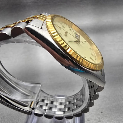 Seiko President Watch Men 36mm Cream Dial Two Tone Daydate 7N43-8111 New Battery5