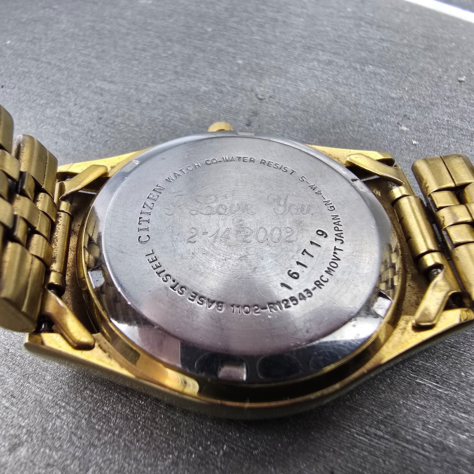 Citizen CQ President Watch Men 35mm Blue Gold Tone Daydate 1102-R12543 PARTS10
