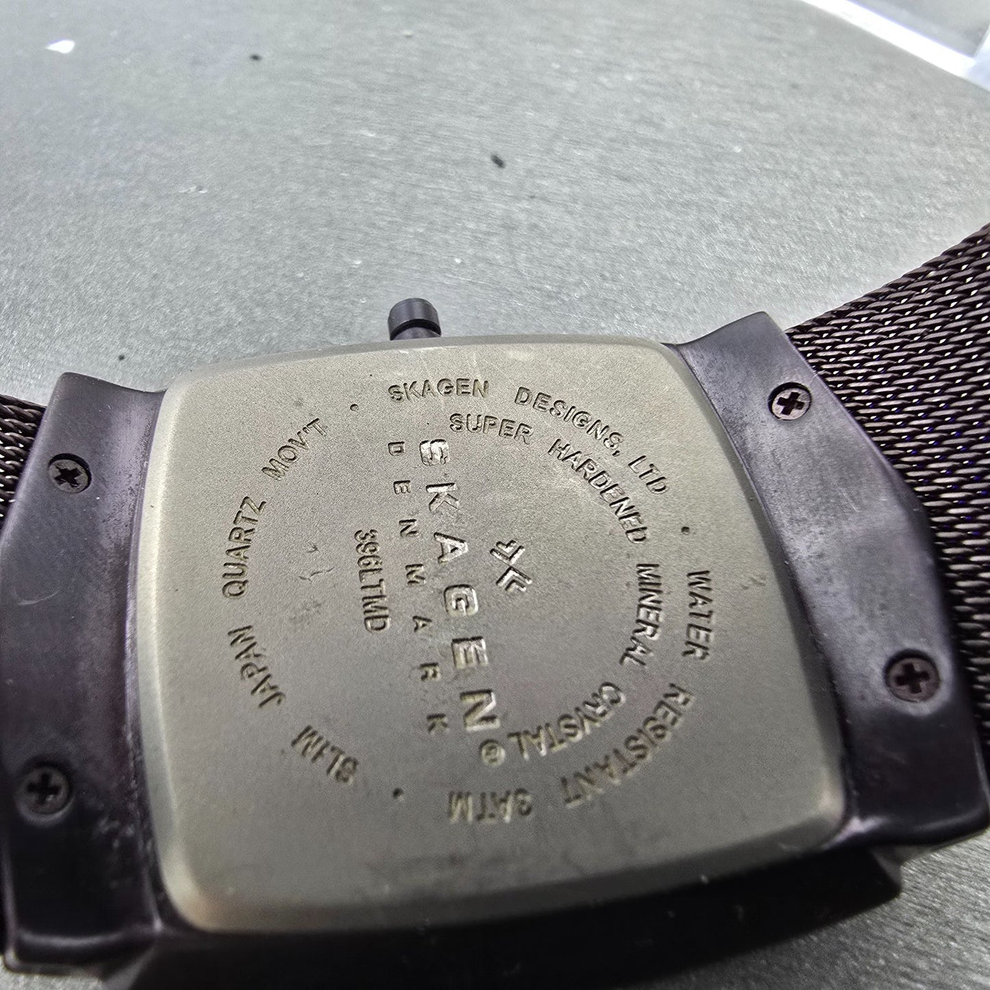 Skagen Watch Men 34mm Brown Dial Purple Tone Daydate Rectangle 396LTMD PARTS10