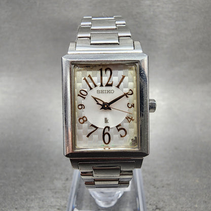 Seiko Lukia Tank Watch Women 21mm Silver Dial Two Tone 1n010jp0 New Battery0