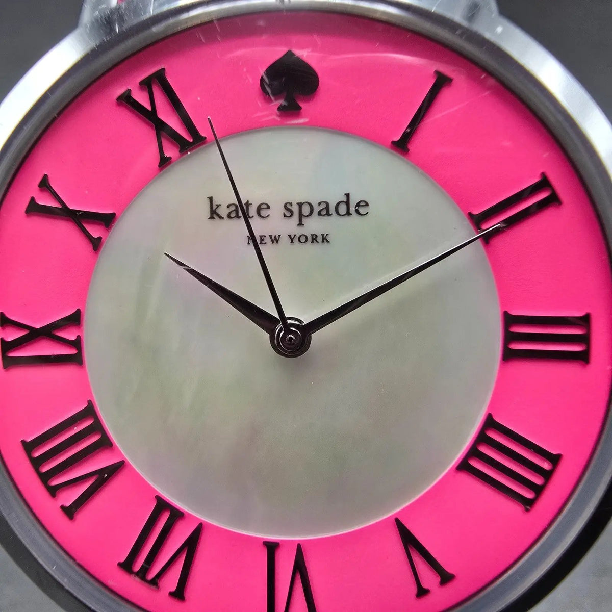 Kate Spade Metro watch Women 38mm Pink MOP Dial Silver Tone Round 0549 New Batt1