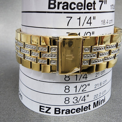 Bulova Watch Men 40mm Gold Dial Gold Tone Round Crystal Bezel 98K113 W/Necklace