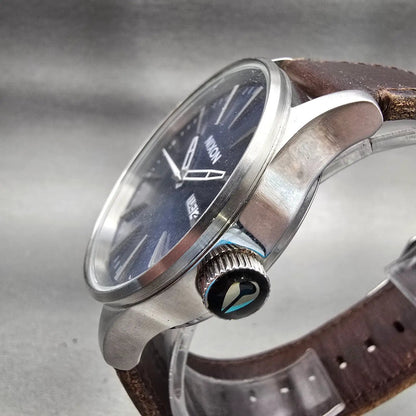 Nixon The Sentry Watch Men 42mm Blue Dial Silver Tone Daydate Round New Battery2