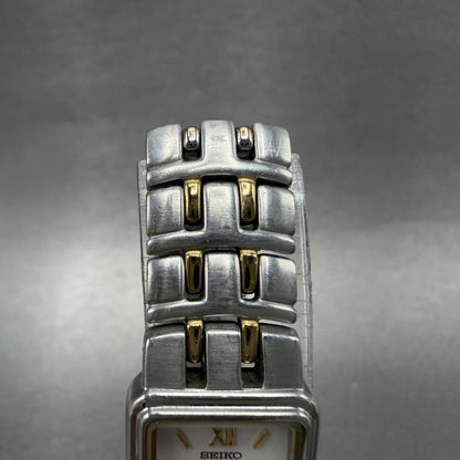 Seiko Tank Watch Women 16mm White Dial Two Tone Rectangle 1N015D60 New Battery4