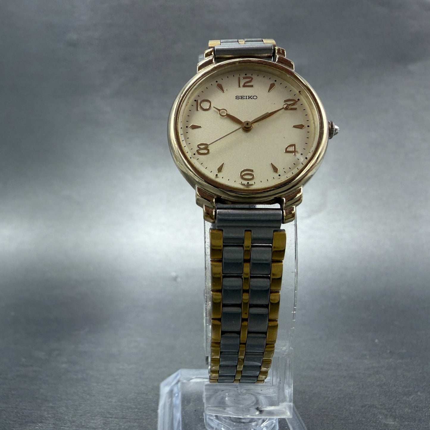 Seiko Watch Women 26mm Champagne Dial Two Tone Round 7321-035A New Battery5