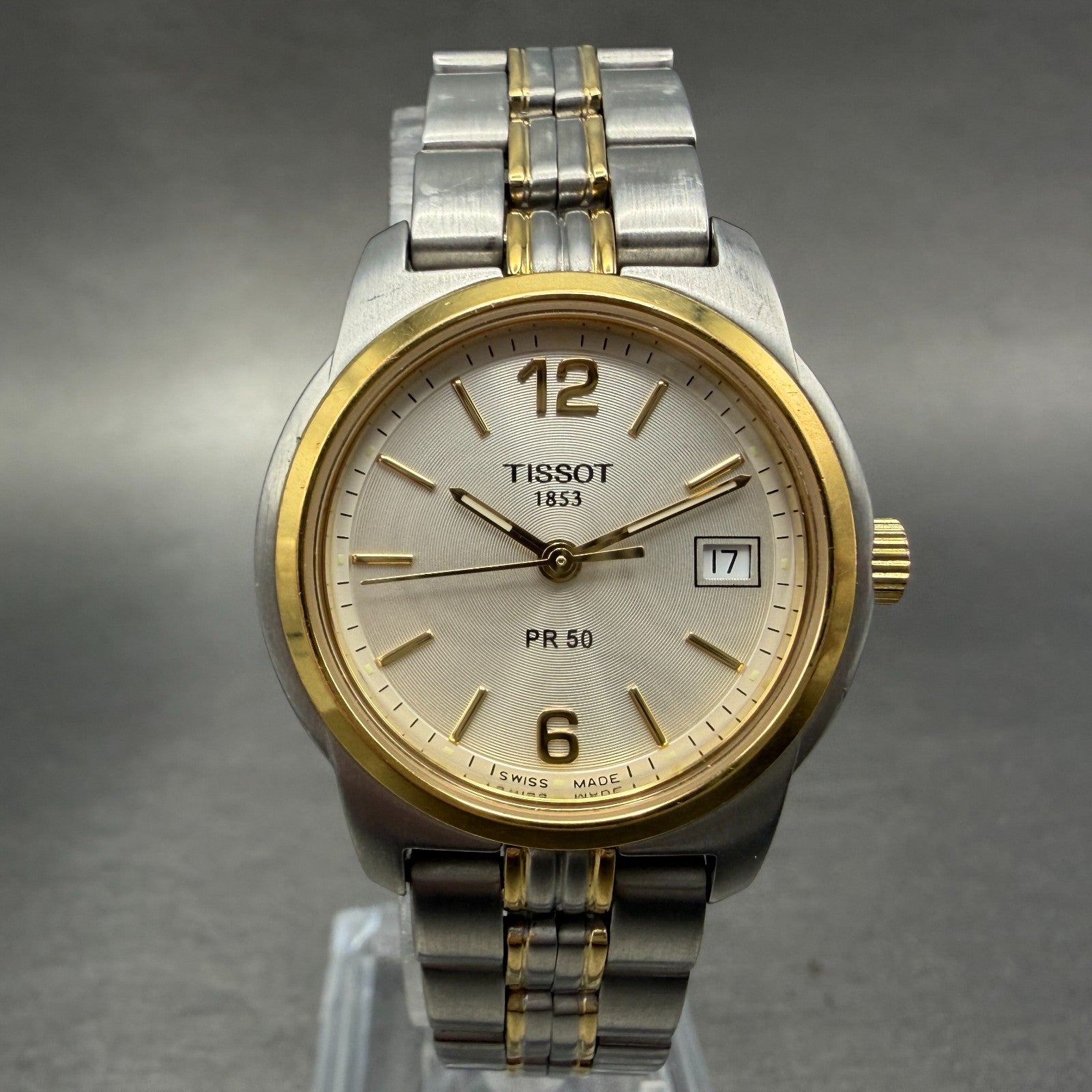 Tissot PR 50 Watch Women 28mm White Dial Two Tone Date J336/436k New Battery0