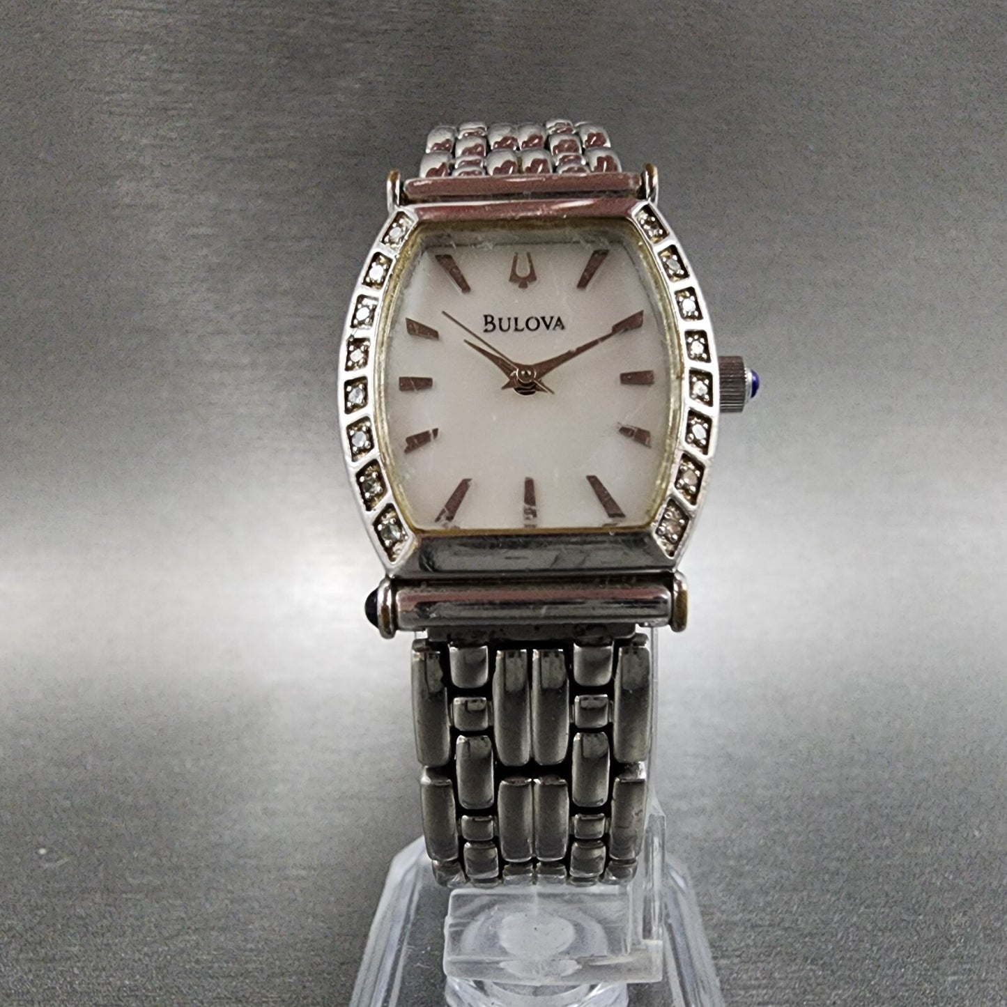Bulova Watch Women 22mm MOP Dial Stainless Steel Tonneau 96R39 New Battery5