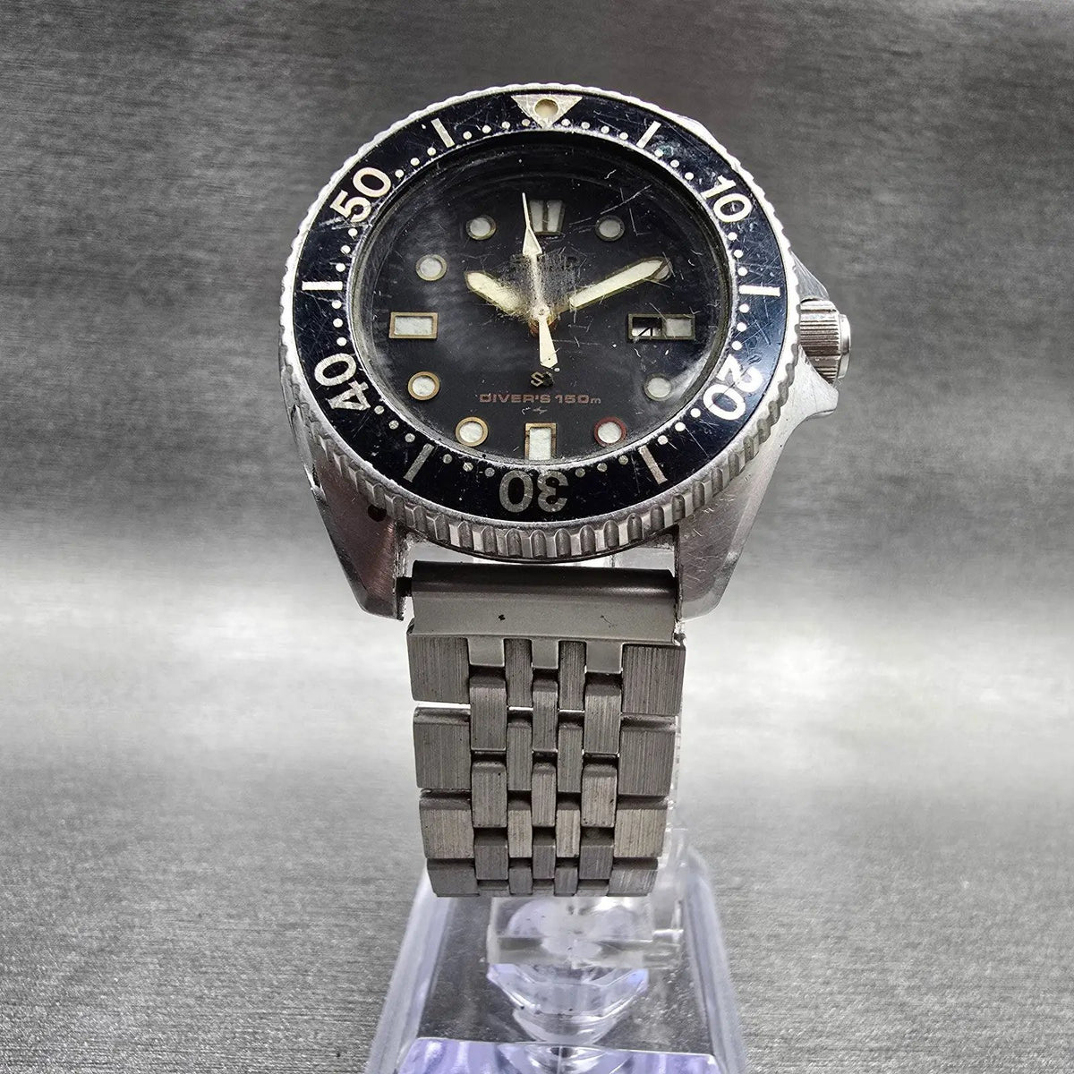 Seiko Dive Watch Women 33mm Black Dial Two Tone Date Round 2625-0019 New Batt5