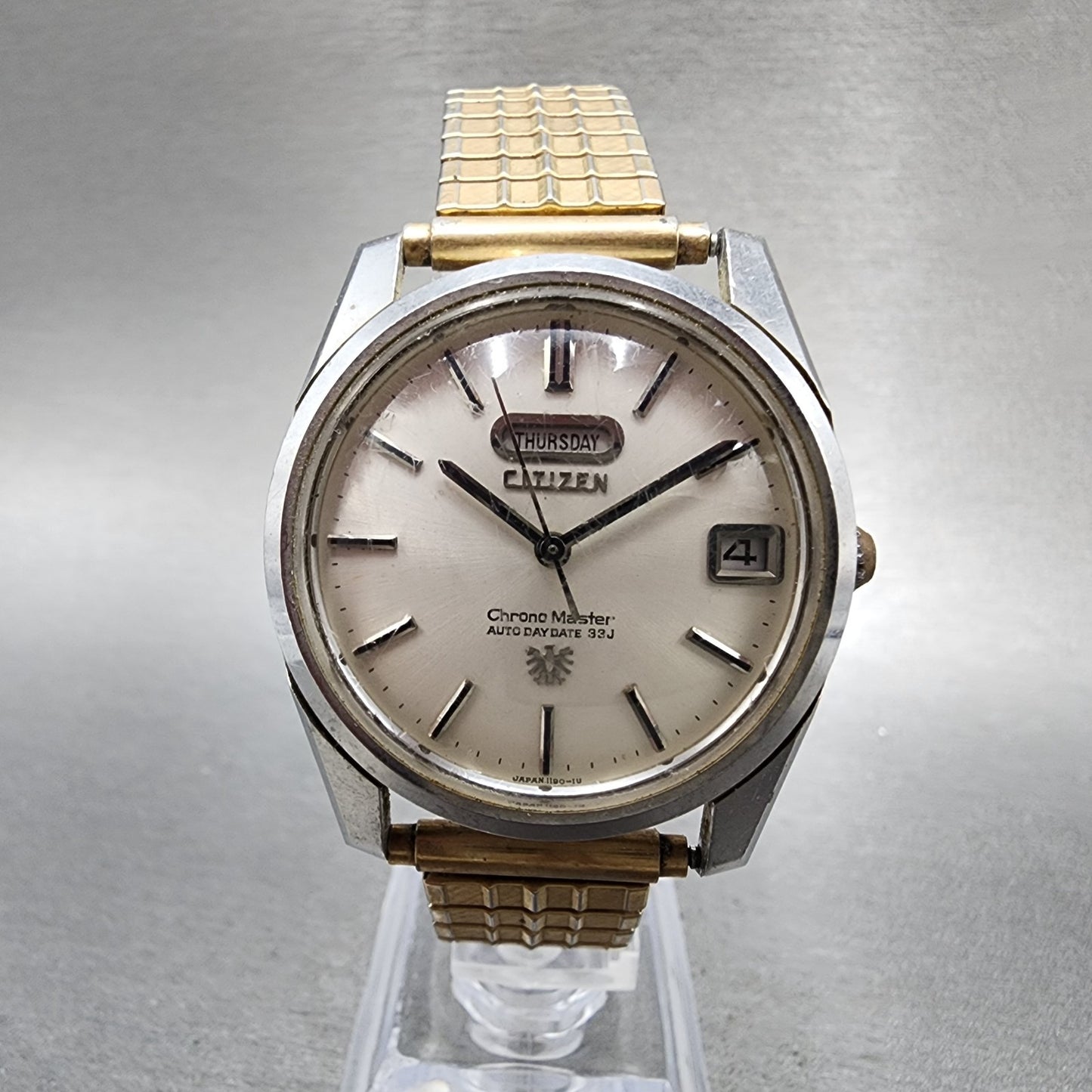 Citizen Chronomaster Watch Men 36mm White Dial Silver Tone Daydate 33 J PARTS0