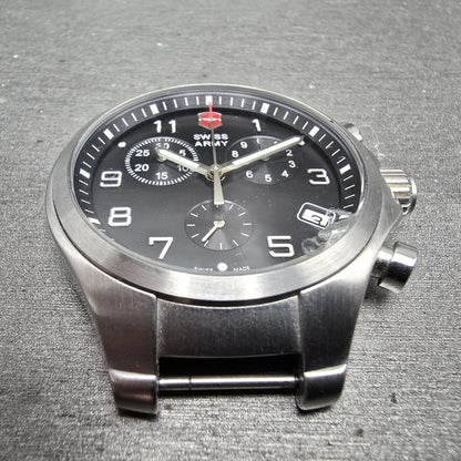 Swiss Army Base Camp Chronograph Watch Men 40mm Black Dial Steel 24722 New Batt2