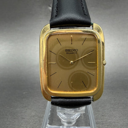 Seiko Tank Watch Men 27mm Champagne Dial Gold Tone Vinatge 9300-5009 New Battery0