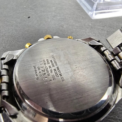 Citizen Chronograph Watch Men 38mm Silver Dial Two Tone Date 0510-C50031 New Bat10