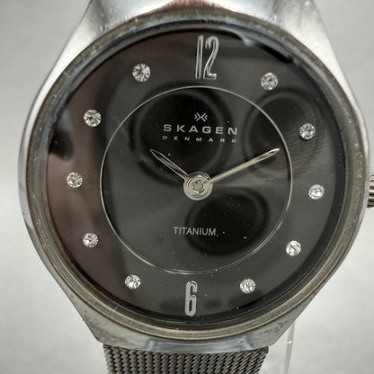 Skagen Watch Women 24mm Gray Dial Titanium Round Mesh Band 233XSTTM New Battery1