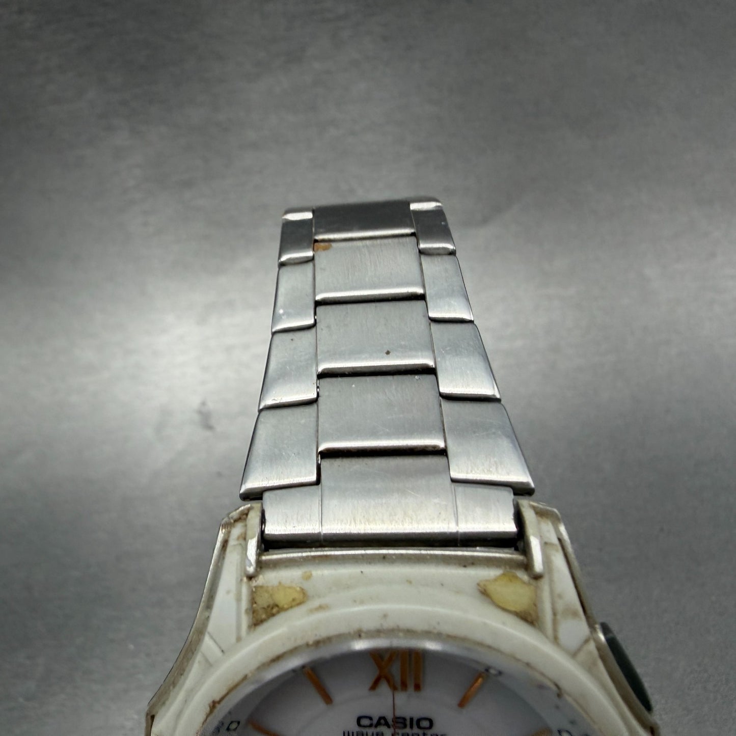 Casio Wave Ceptor Watch Men 42mm White Dial Steel Solar Analog Digital READ Runs4