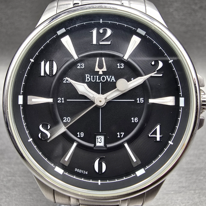 Bulova Adventurer Watch Men 45mm Black Dial Silver Date Round 96B134 New Battery1