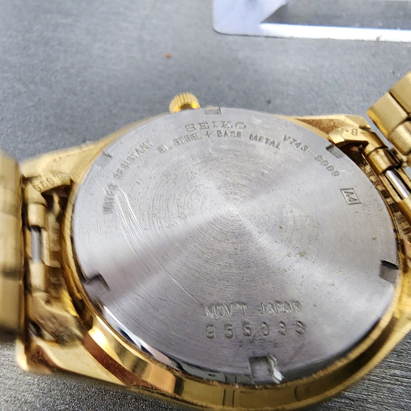 Seiko Watch Men 37mm Silver Dial Gold Tone Daydate Round V7439009 New Battery9