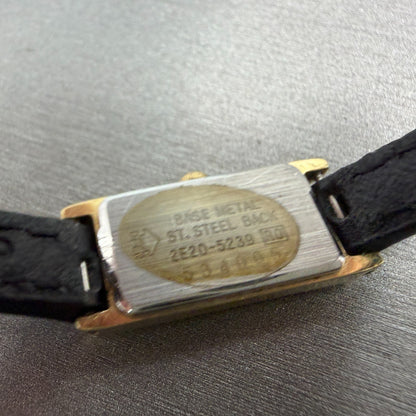 Seiko Tank Watch Women 12mm Champagne Dial Gold Tone 2E20-5239 New Battery NJHD9