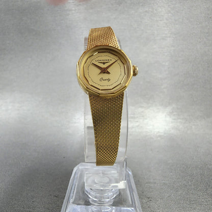 Longines Watch Women 19mm Champagne Dial Gold Tone Round New Battery5
