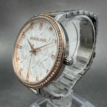 Michael Kors Pyper Watch Women 38mm White Dial Two Tone Round MK-4667 New Batt2
