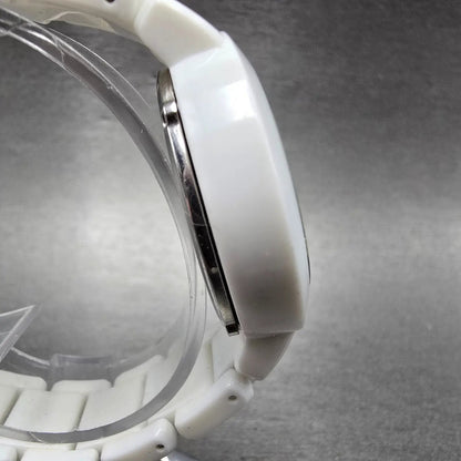 Armani Exchange Watch Women 34mm White Dial White Tone Round AX4055 New Battery3