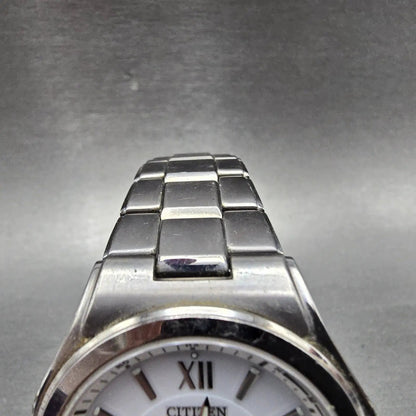 Citizen Eco-Drive Attesa Watch Men 38mm White Dial Titanium Atomic Date PARTS! P5