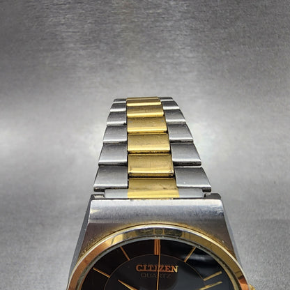 Citizen CQ Watch Men 34mm Black Dial Two Tone Daydate Round 6101-T15588 New Batt