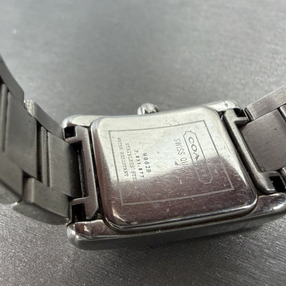 Coach Tank Watch Women 19mm White Dial Silver Tone Rectangle W002B New Battery9