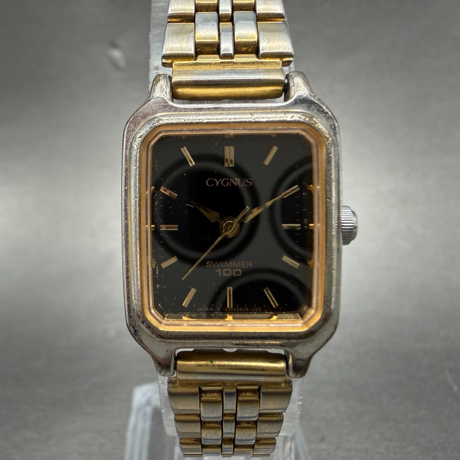 Orient Cygnus Swimmer Watch Women 19mm Black Dial Silver Tone Rectangle New batt0