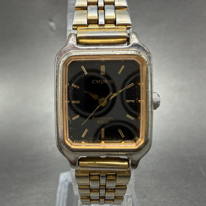 Orient Cygnus Swimmer Watch Women 19mm Black Dial Silver Tone Rectangle New batt0