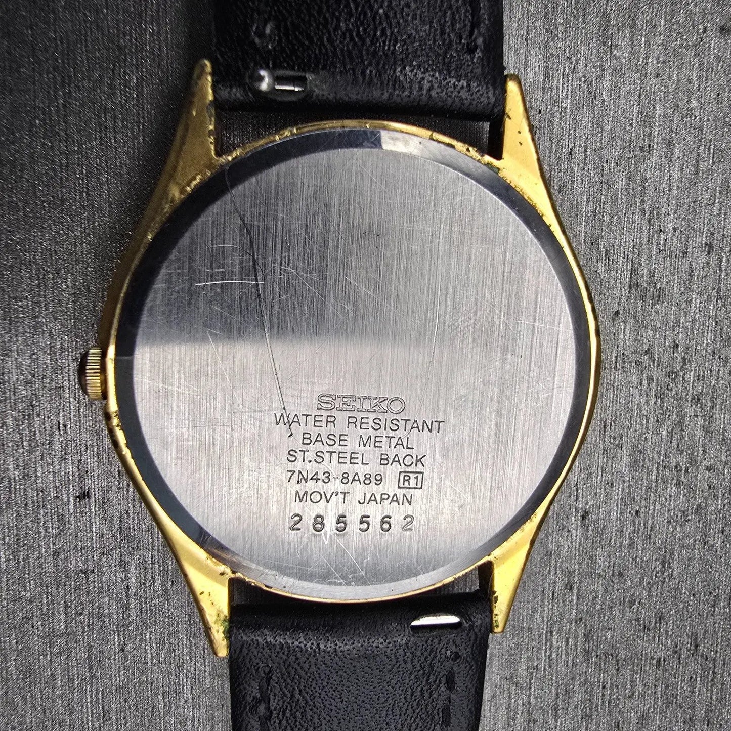 Seiko Watch Men 34mm Gold Dial Gold Tone Daydate Round 7N43-8A89 New Battery VTG10