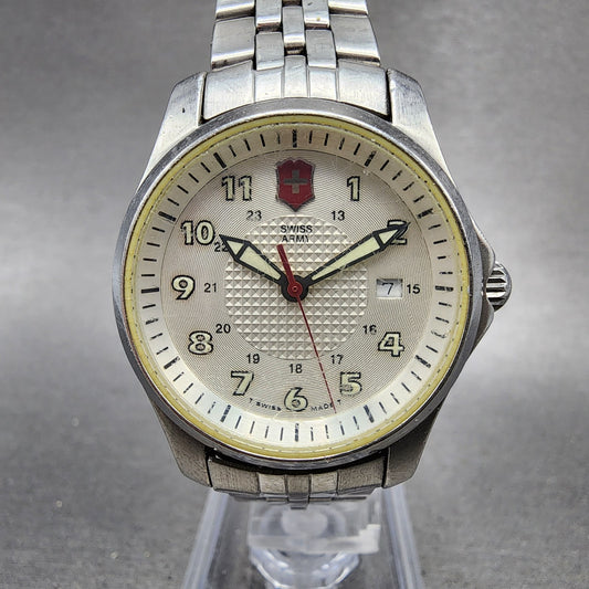 Victorinox Swiss Army Odyssey Watch Women 30mm White Dial Steel Date New Battery0