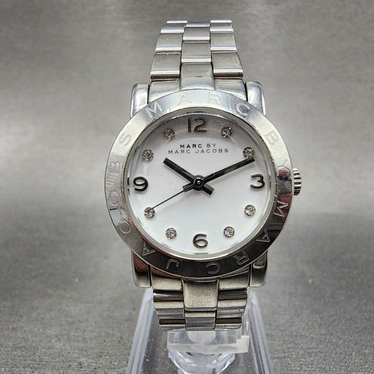 Marc By Marc Jacobs Watch Women 26mm White Dial Steel Round MBM3055 New Battery