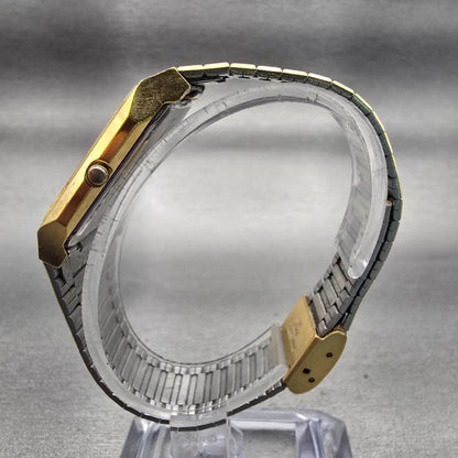 Bulova Tank Watch Men 27mm Black Dial Gold Tone Rectangle 92N76 New Battery VTG6
