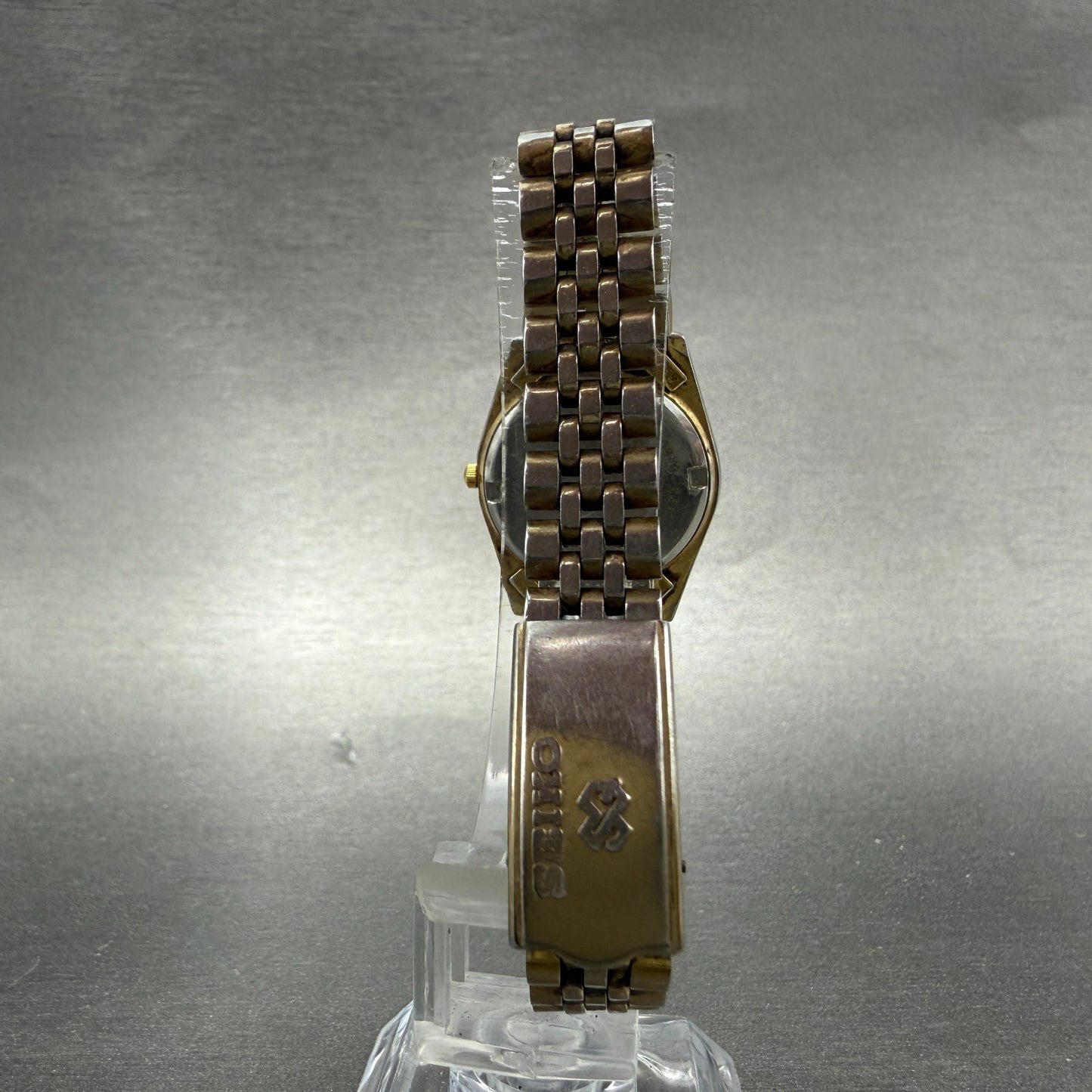 Seiko SQ Watch Women 24mm Black Dial Gold Tone Daydate 3E23-0A69 New Battery ABF7