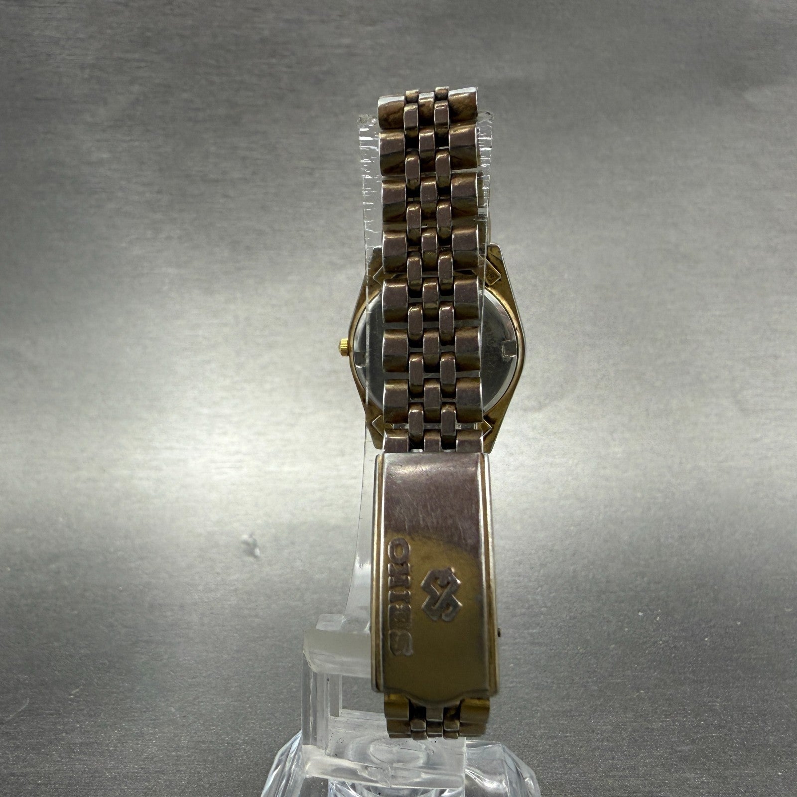 Seiko SQ Watch Women 24mm Black Dial Gold Tone Daydate 3E23-0A69 New Battery ABF7