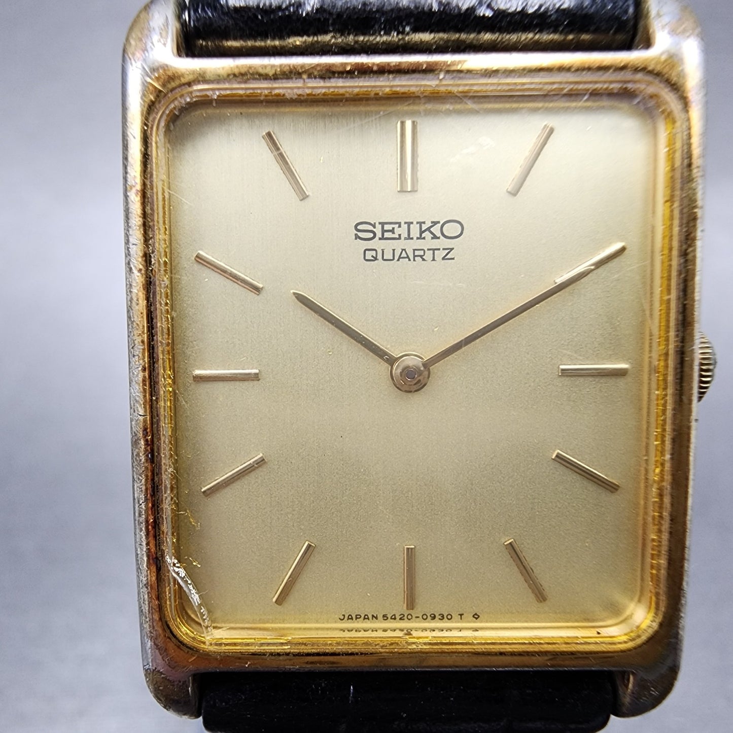 Seiko Tank Watch Men 24mm Champagne Dial Gold Tone 54205460 New Battery1
