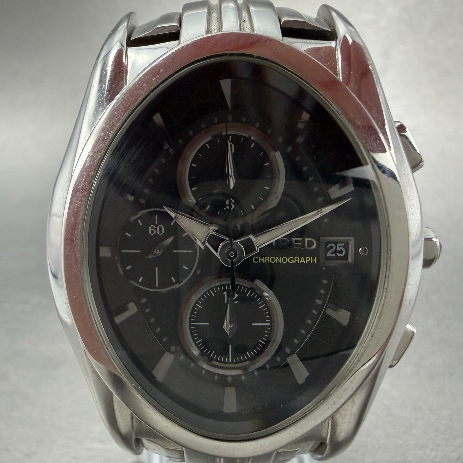 Seiko Wired Chronograph Watch Men 39mm Black Dial Steel Date 7T92-0JY0 New Batt1