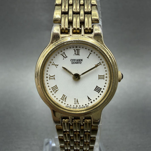 Citizen Watch Women 22mm White Dial Gold Tone Round 3220-326598 New Battery0