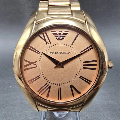 Emporio Armani Valente Watch Men 42mm Brown Dial Rose Gold Small Seconds Newbat0
