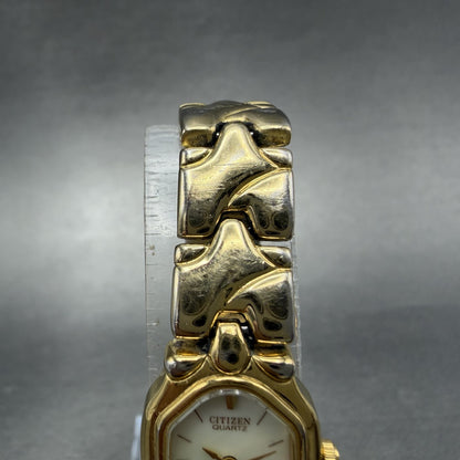 Citizen Watch Women 17mm MOP Dial Gold Tone Hexagon 3220-326130 New Battery ABDC4